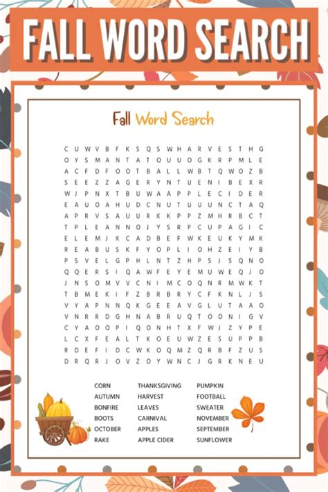 Fall Word Search Printable Pdf